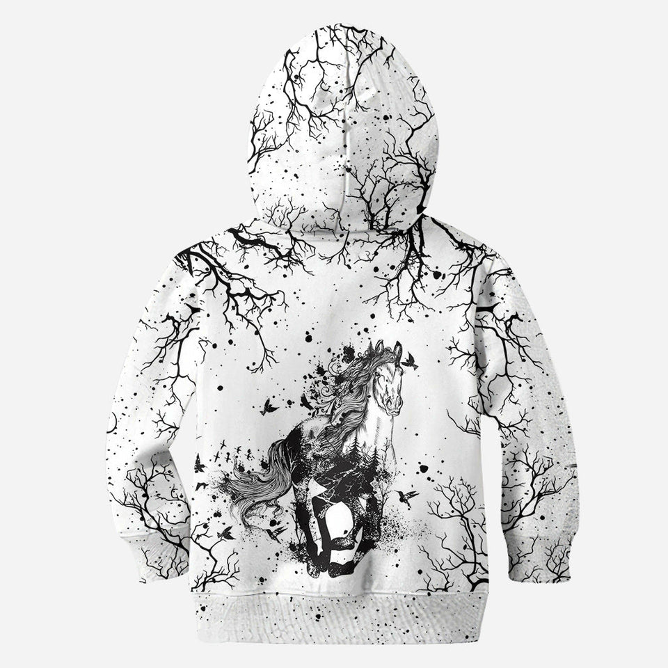 Beautiful Horse Black White - Personalized Horse Hoodie and Leggings