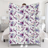 Custom Name Purple Flowers - Personalized Couple Blanket