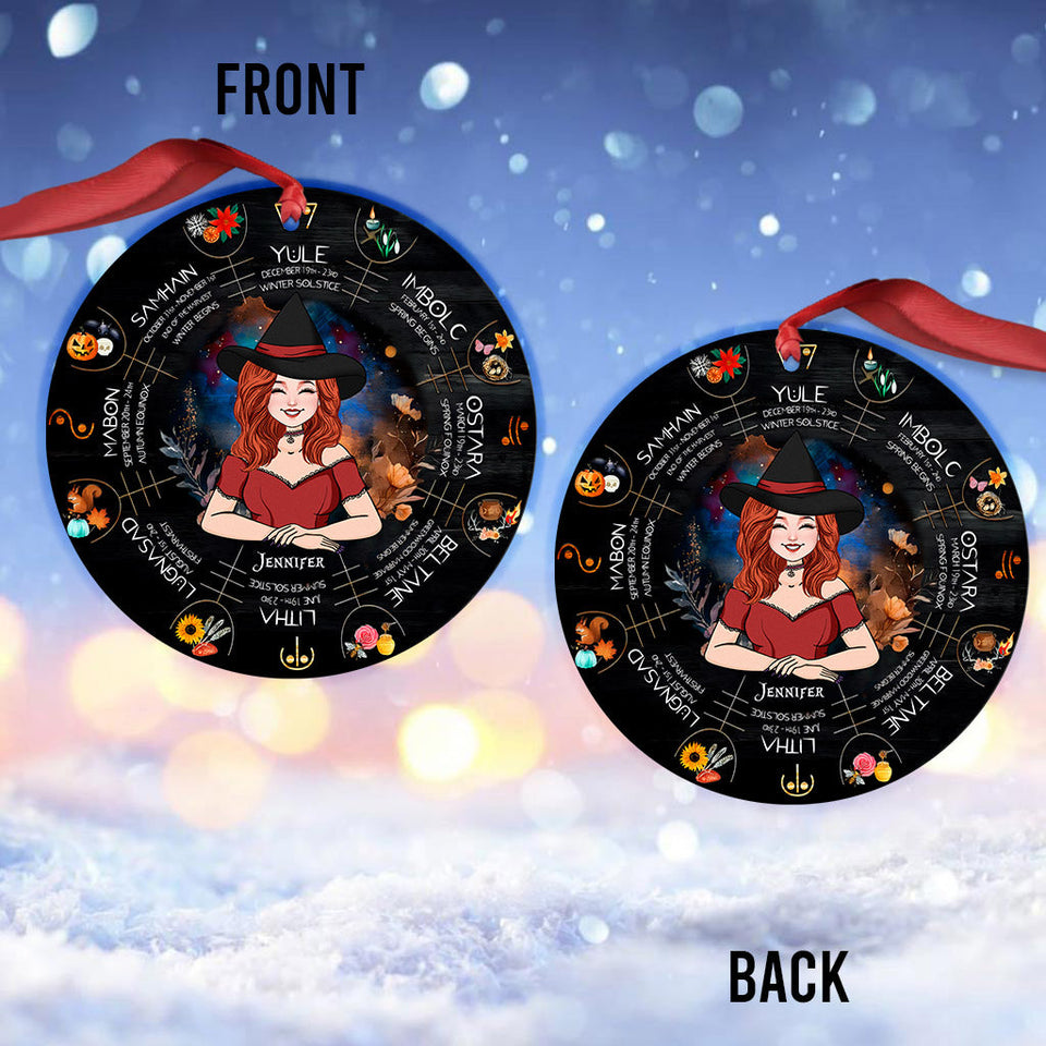 Wheel Of The Year - Personalized Witch Ornament