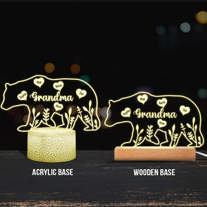 Mama Bear - Gift for mom, dad, grandma, grandpa - Personalized Shaped Plaque Light Base