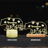 Mama Bear - Gift for mom, dad, grandma, grandpa - Personalized Shaped Plaque Light Base