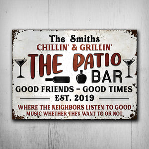 Chilling And Grilling - Personalized Backyard Rectangle Metal Sign