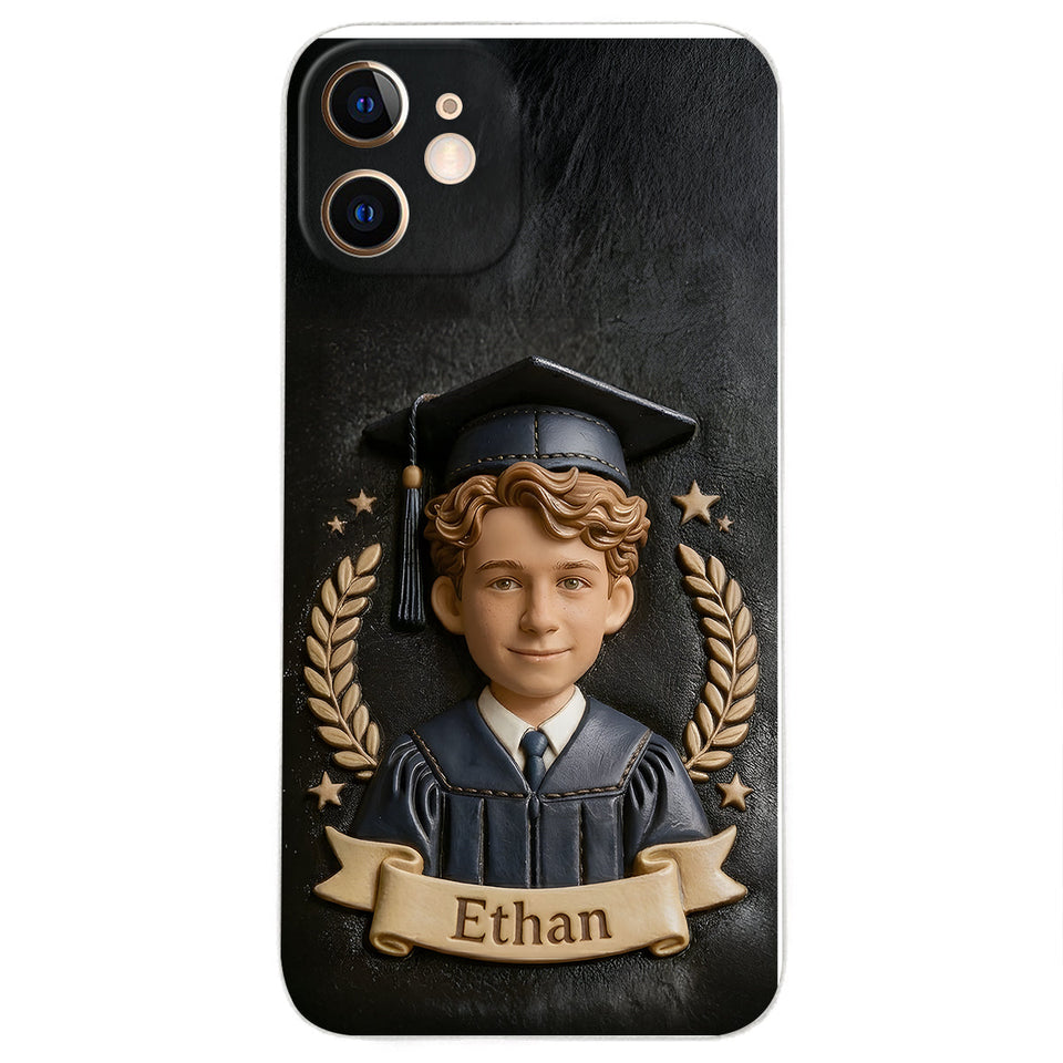 Graduation Gift - Personalized Graduation 3D Embossed Leather Phone Case