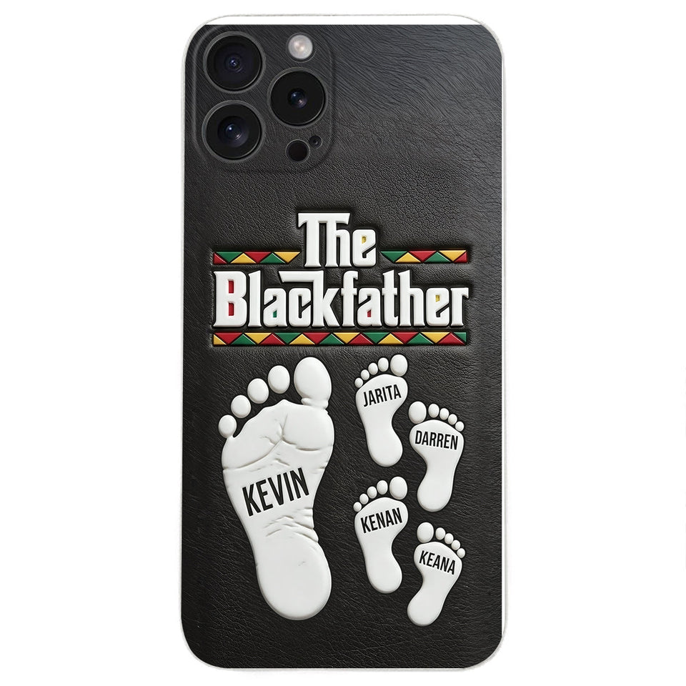 The Blackfather - Personalized Father 3D Embossed Leather Phone Case