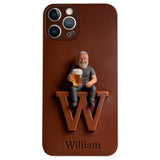 Custom Any Photo - Personalized Beer 3D Embossed Leather Phone Case