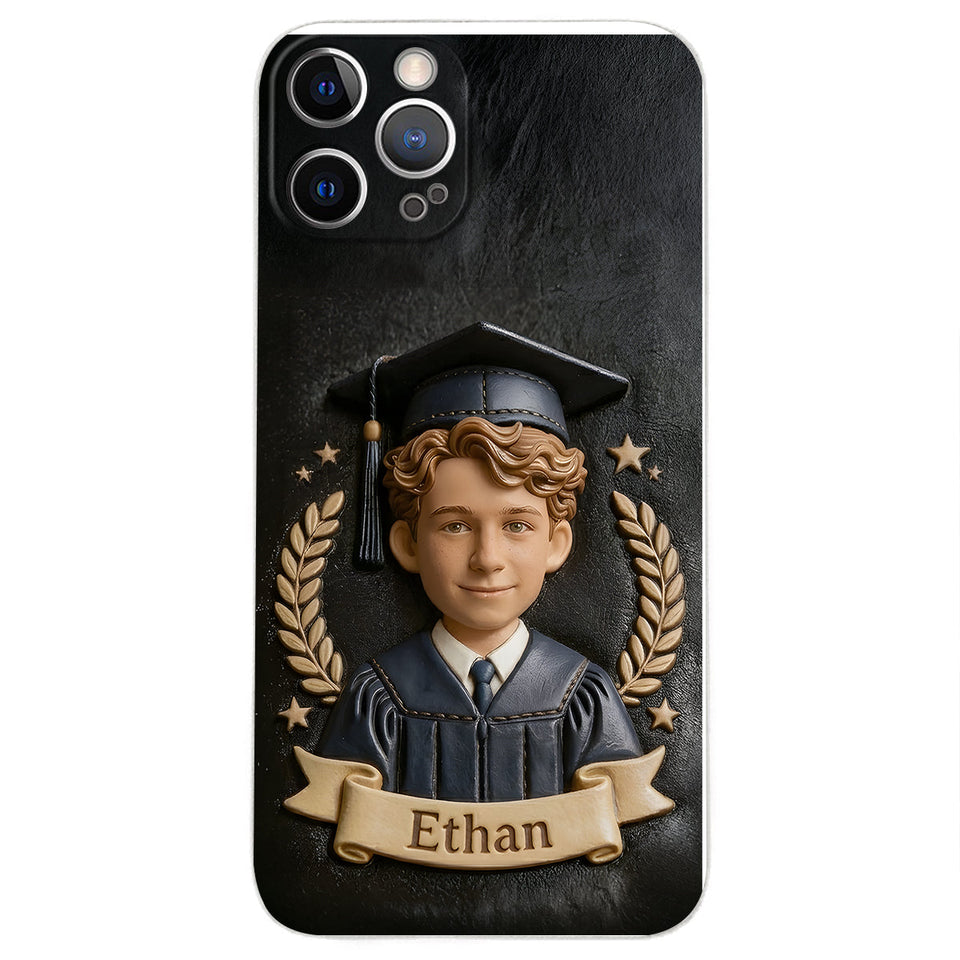 Graduation Gift - Personalized Graduation 3D Embossed Leather Phone Case