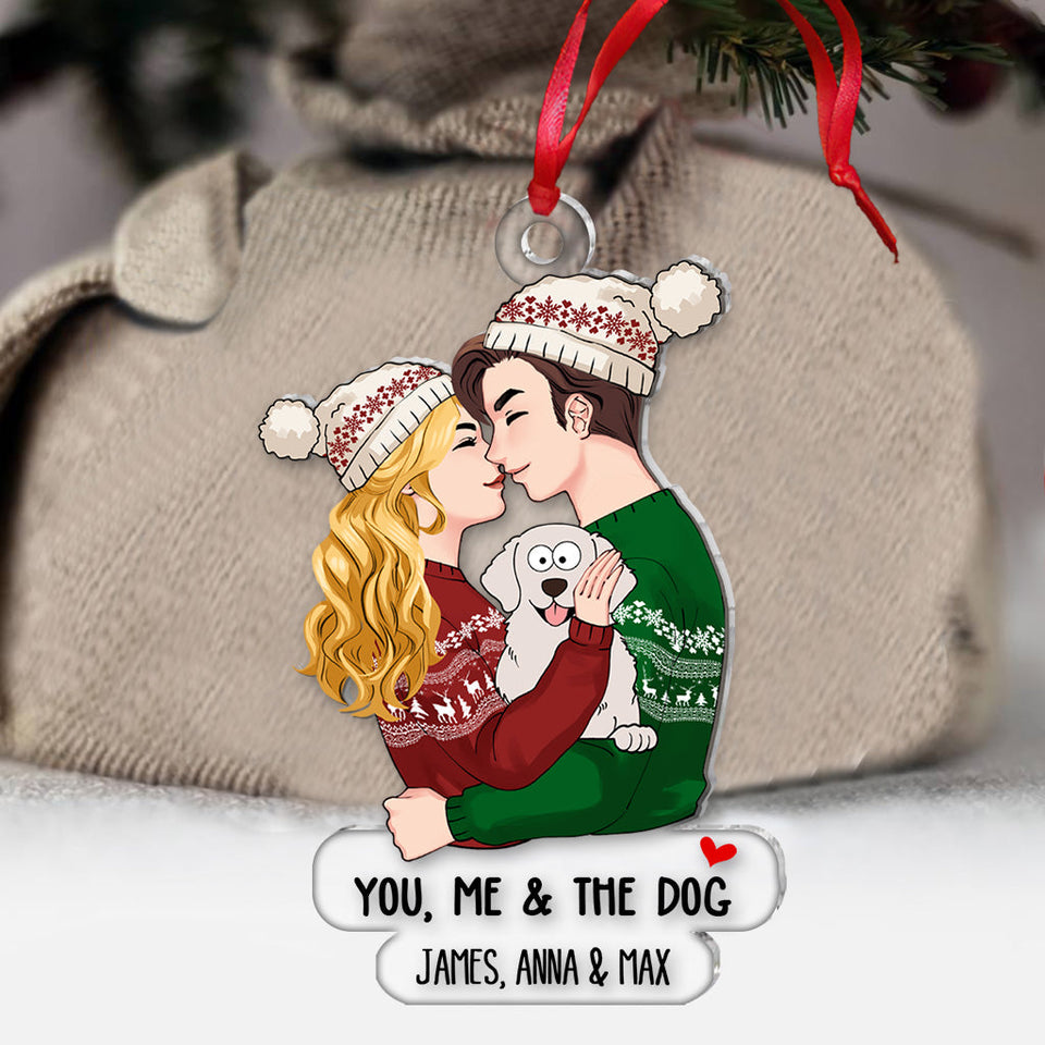 You Me And The Dog Cat - gift for dog lover, cat lover - Personalized Transparent Ornament