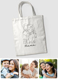 Custom Photo Line Art - Personalized Step Mom Embroidered Tote Bag