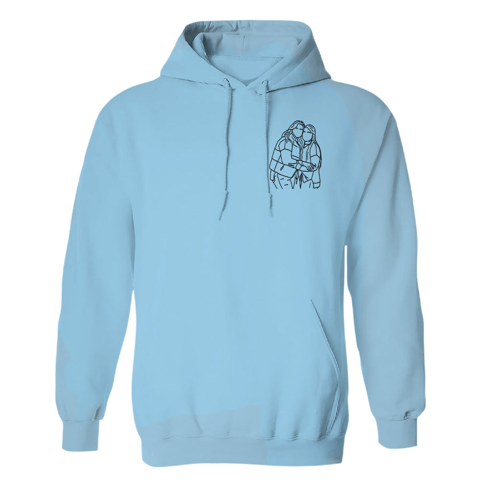 Custom Line Art - Personalized Bestie Embroidered Hoodie