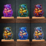Mama Bear - Personalized Mother Shaped Plaque Light Base