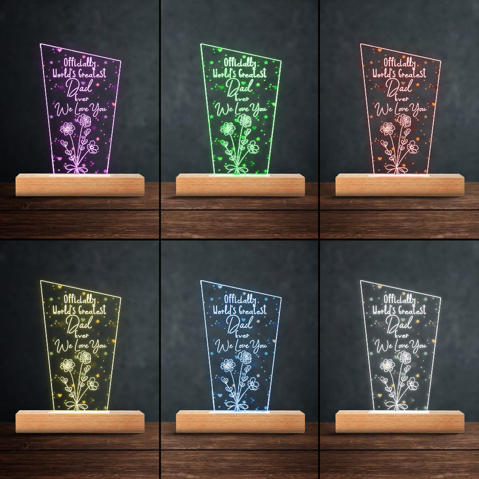 Officially World's Greatest Mom Ever - Gift for mom, grandpa, husband, wife, grandma, dad - Personalized Shaped Plaque Light Base
