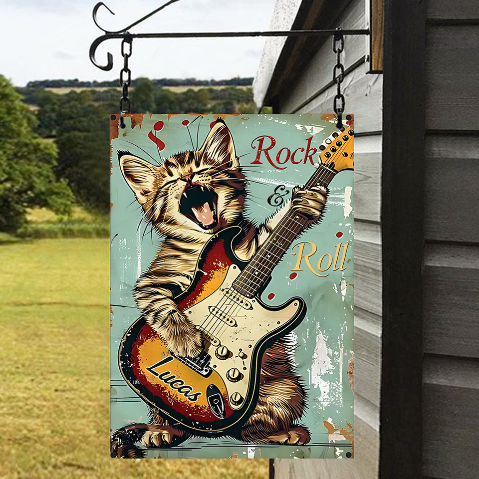 Rock & Roll - Personalized Guitar Rectangle Metal Sign