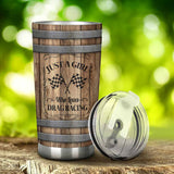 Love Racing Faux Wood Print Tumbler