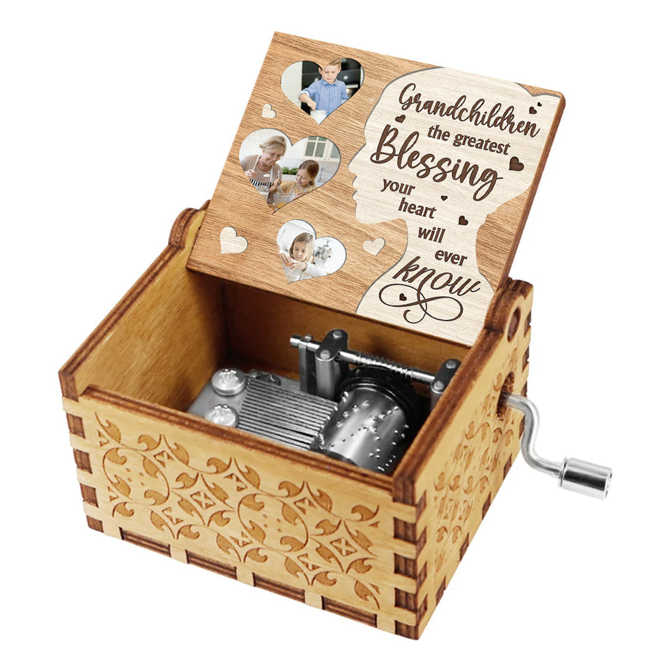 Greatest Blessing - Gift for grandma, mom - Personalized Hand Crank Music Box