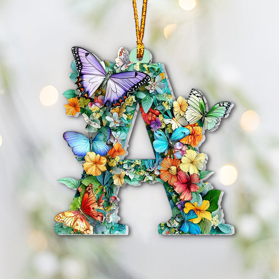 Flowers And Butterflies Letter - Personalized Gardening Ornament