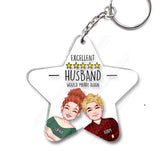 Excellent Husband Wife Five Stars - Personalized Husband And Wife Transparent Keychain