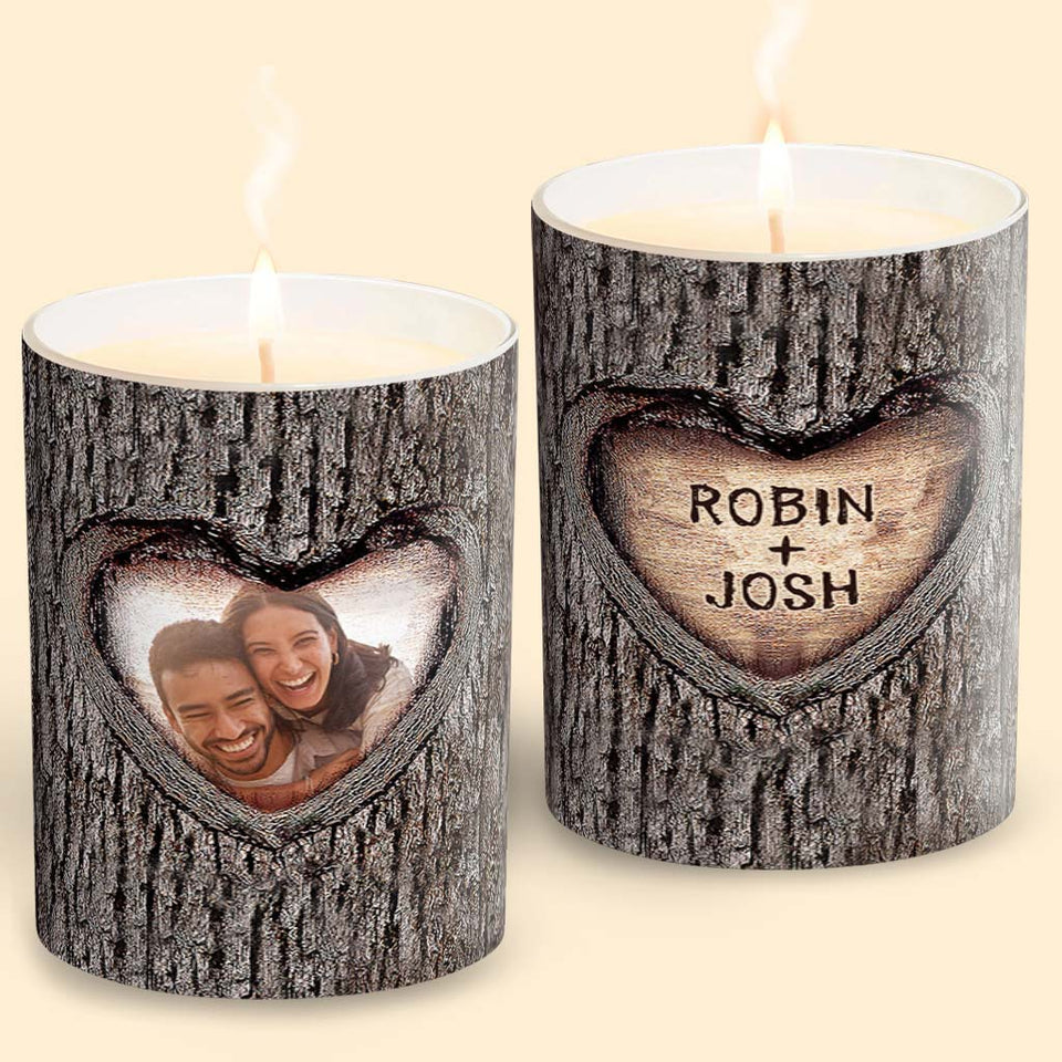 Couple - Personalized Couple Candle With Wooden Lid