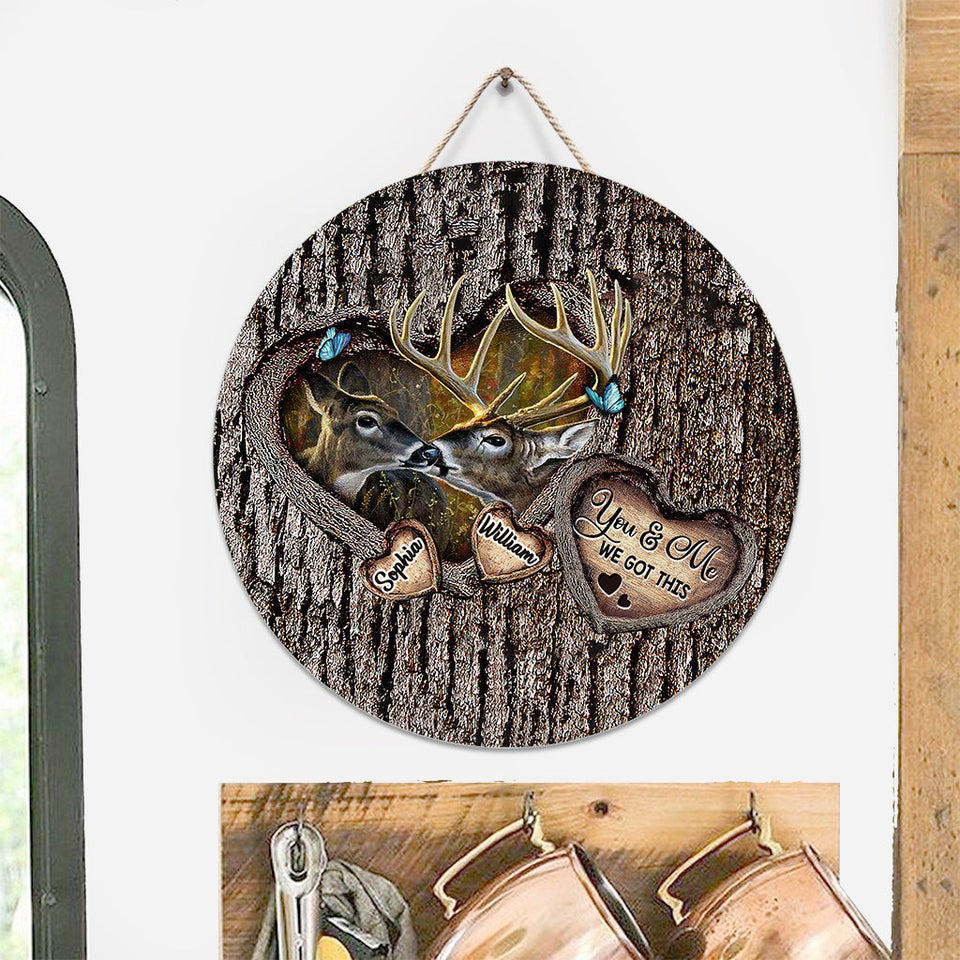 Hunting Lovers - Personalized Hunting Round Wood Sign
