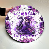 Soul Of A Witch Heart Of A Dragon - Personalized Witch Round Wood Sign