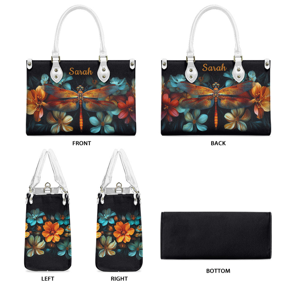 Stunning Dragonfly - Personalized Dragonfly Leather Handbag
