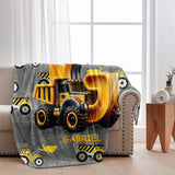 Construction Vehicles Letter - Personalized Kid Blanket
