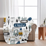 Cute Construction Vehicles - Personalized Kid Blanket