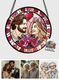 Faux Stained Glass Couples Portrait From Photo - Personalized Couple Stained Glass Suncatcher