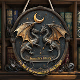 I'm Not A Bookworm I'm A Book Dragon - Personalized Book Custom Shaped Wood Sign