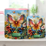 Beautiful Butterfly Bee Dragonfly Hummingbird - Personalized Butterfly Accent Mug