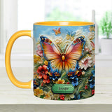 Beautiful Butterfly Bee Dragonfly Hummingbird - Personalized Butterfly Accent Mug