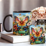 Beautiful Butterfly Bee Dragonfly Hummingbird - Personalized Butterfly Accent Mug
