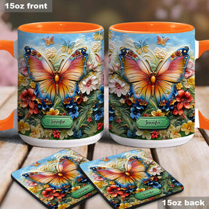 Beautiful Butterfly Bee Dragonfly Hummingbird - Personalized Butterfly Accent Mug