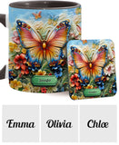 Beautiful Butterfly Bee Dragonfly Hummingbird - Personalized Butterfly Accent Mug