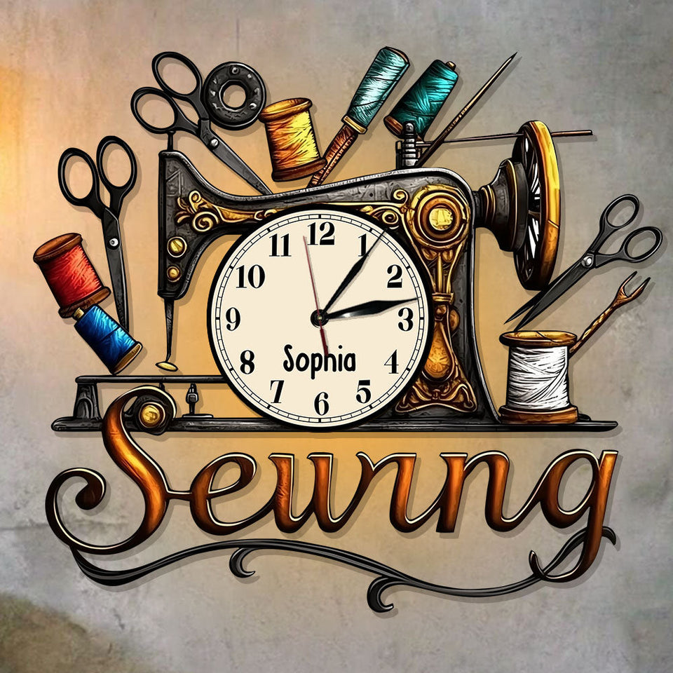 Sewing Room - Personalized Sewing LED Light Wall Clock