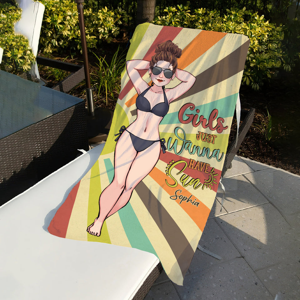 Always On Vacay - Sea Lover gift for friend, sister, girlfriend, wife, mom - Personalized Beach Towel