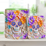 Floral Skull - Personalized Skull Accent Mug