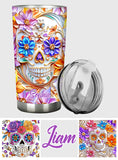 Floral Skull - Personalized Skull Tumbler