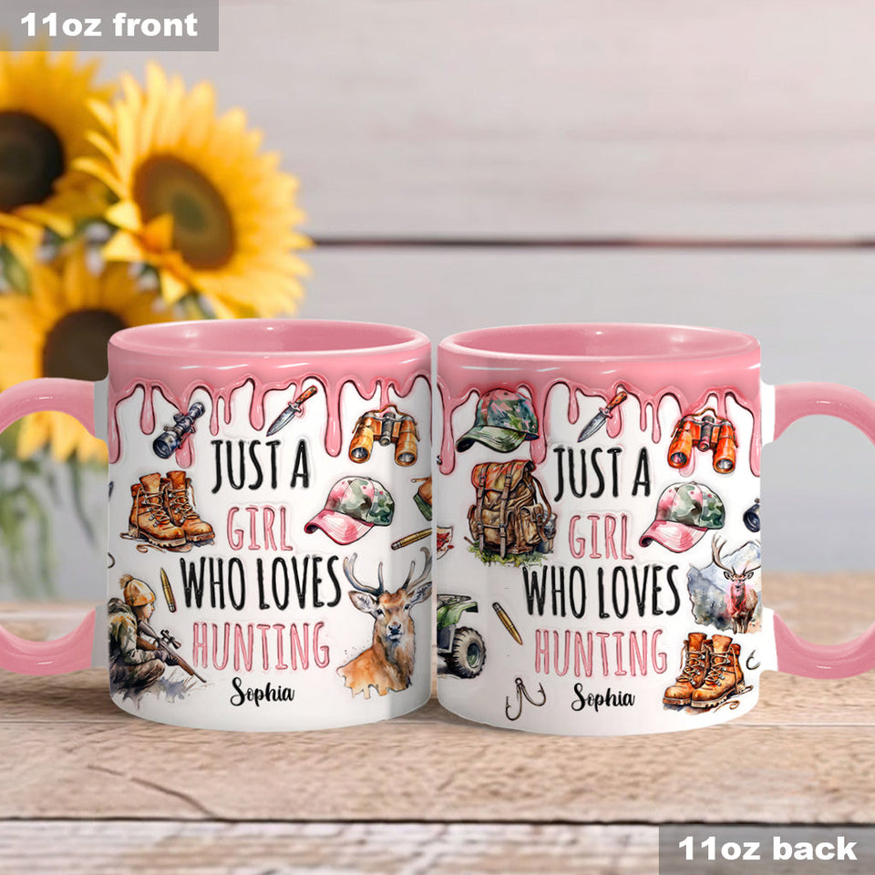 Just A Girl Who Loves Hunting - Personalized Hunting Accent Mug