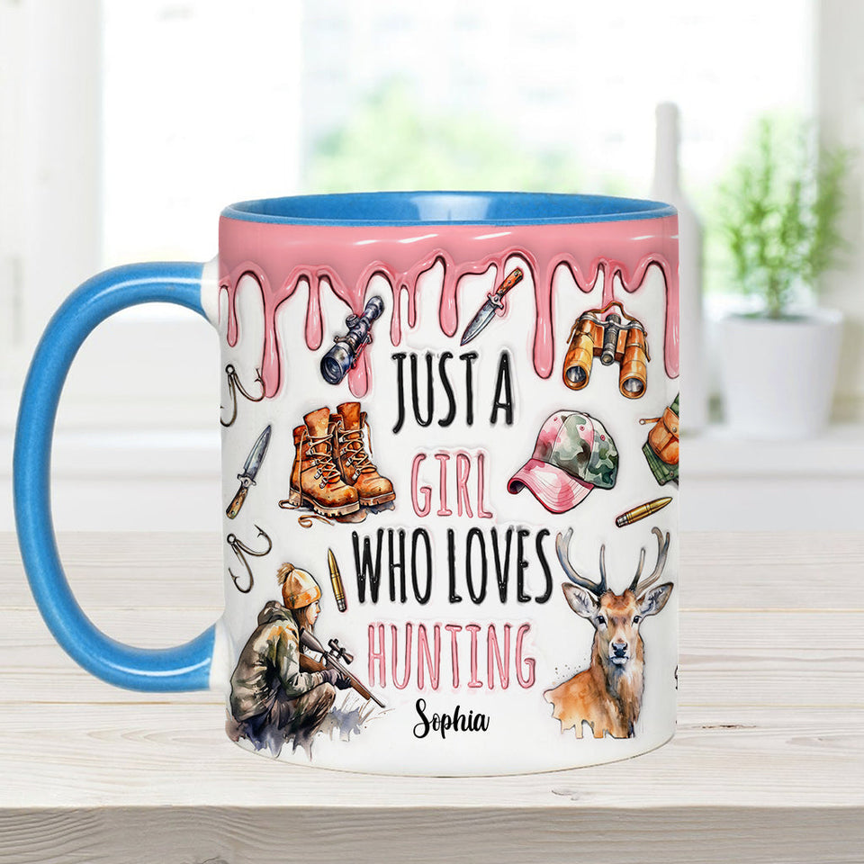 Just A Girl Who Loves Hunting - Personalized Hunting Accent Mug