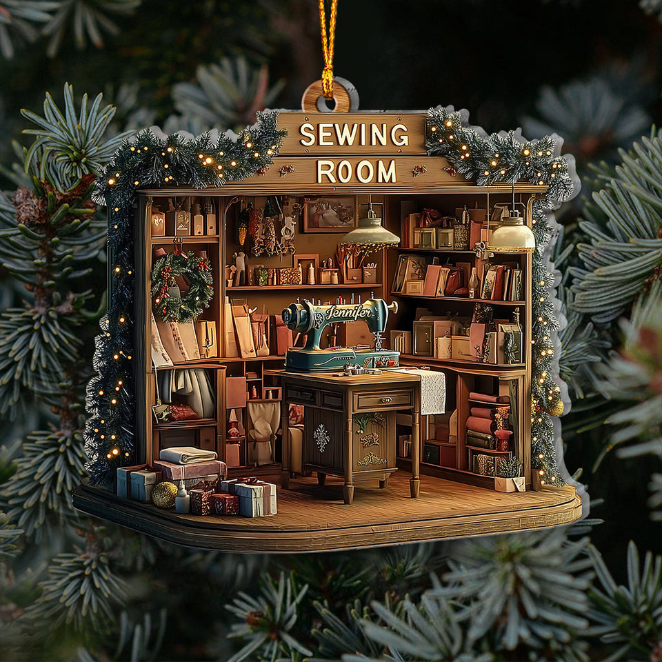 Vintage Sewing Room - Personalized Sewing Ornament
