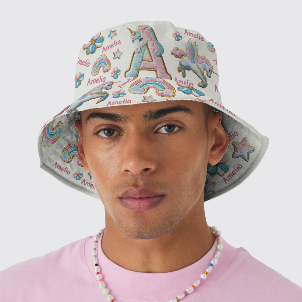 Beautiful Unicorn Alphabet - Personalized Kid Bucket Hat
