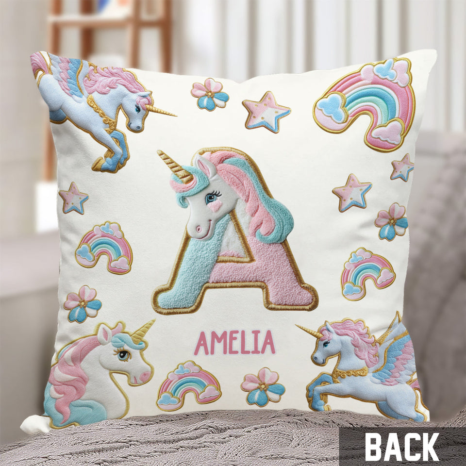 Beautiful Unicorn Alphabet - Personalized Kid Throw Pillow