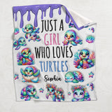 Just A Girl Who Loves Turtles - Personalized Turtle Blanket