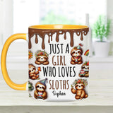 Just A Girl Who Loves Sloths - Personalized Sloth Accent Mug