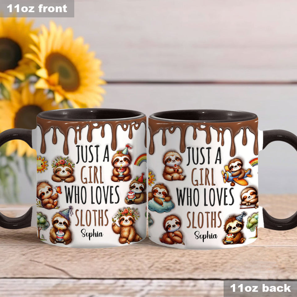Just A Girl Who Loves Sloths - Personalized Sloth Accent Mug