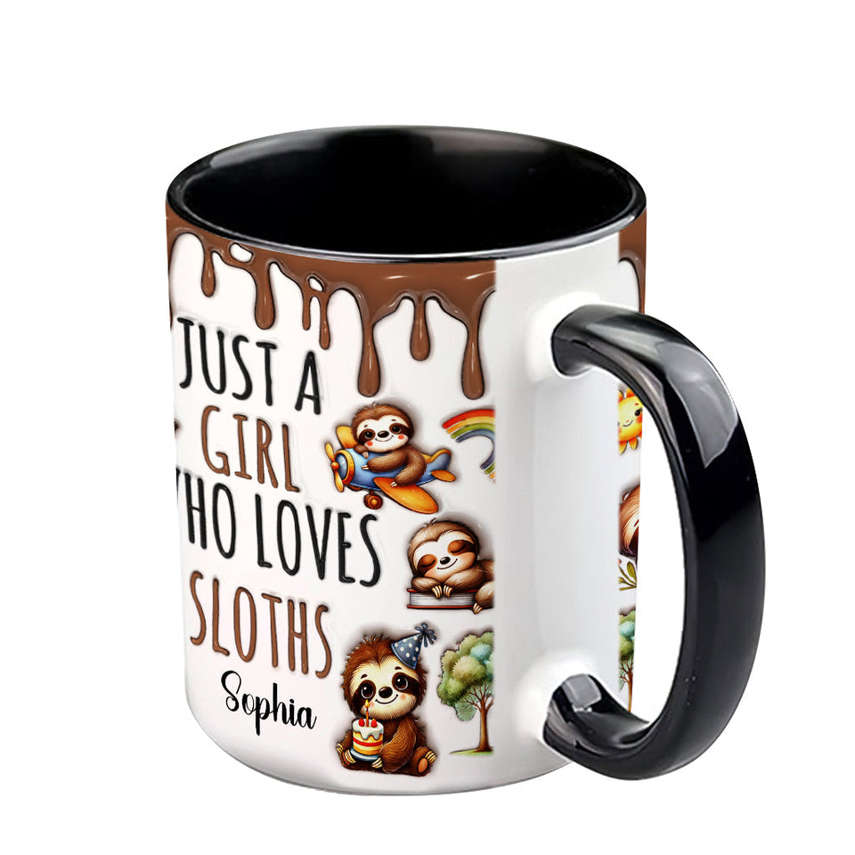 Just A Girl Who Loves Sloths - Personalized Sloth Accent Mug