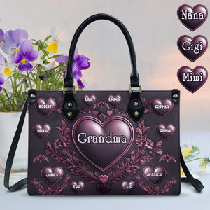 Grandma Nana Mama - Personalized Grandma Leather Handbag