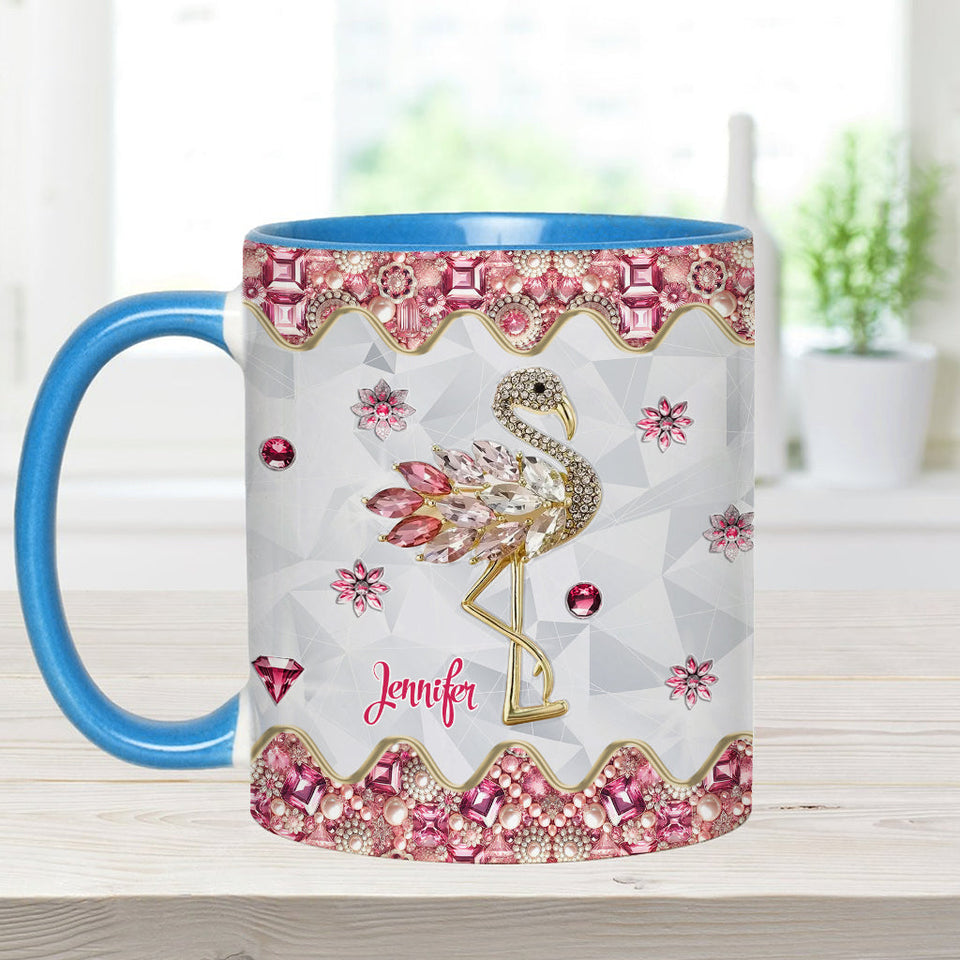 Just A Girl Who Loves Flamingos - Personalized Flamingo Accent Mug