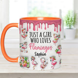 Just A Girl Who Loves Flamingos - Personalized Flamingo Accent Mug
