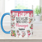 Just A Girl Who Loves Flamingos - Personalized Flamingo Accent Mug